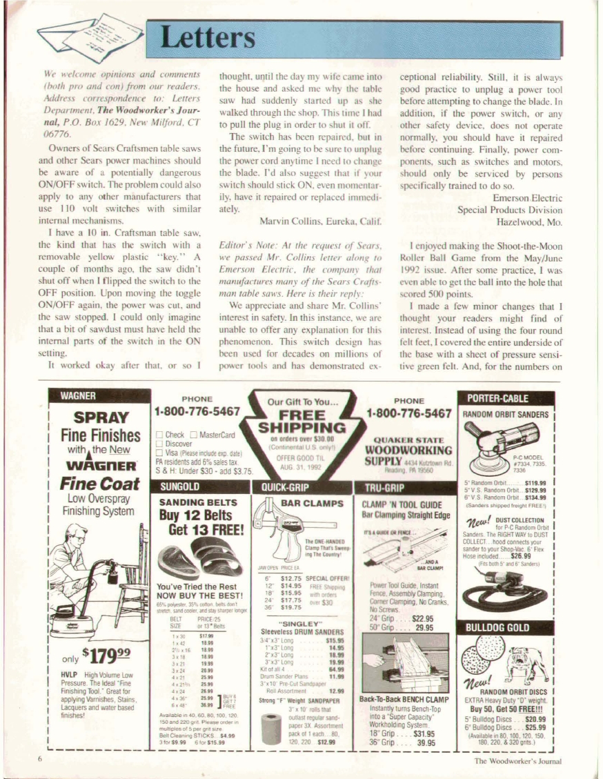 woodworker journal 1992年第5期