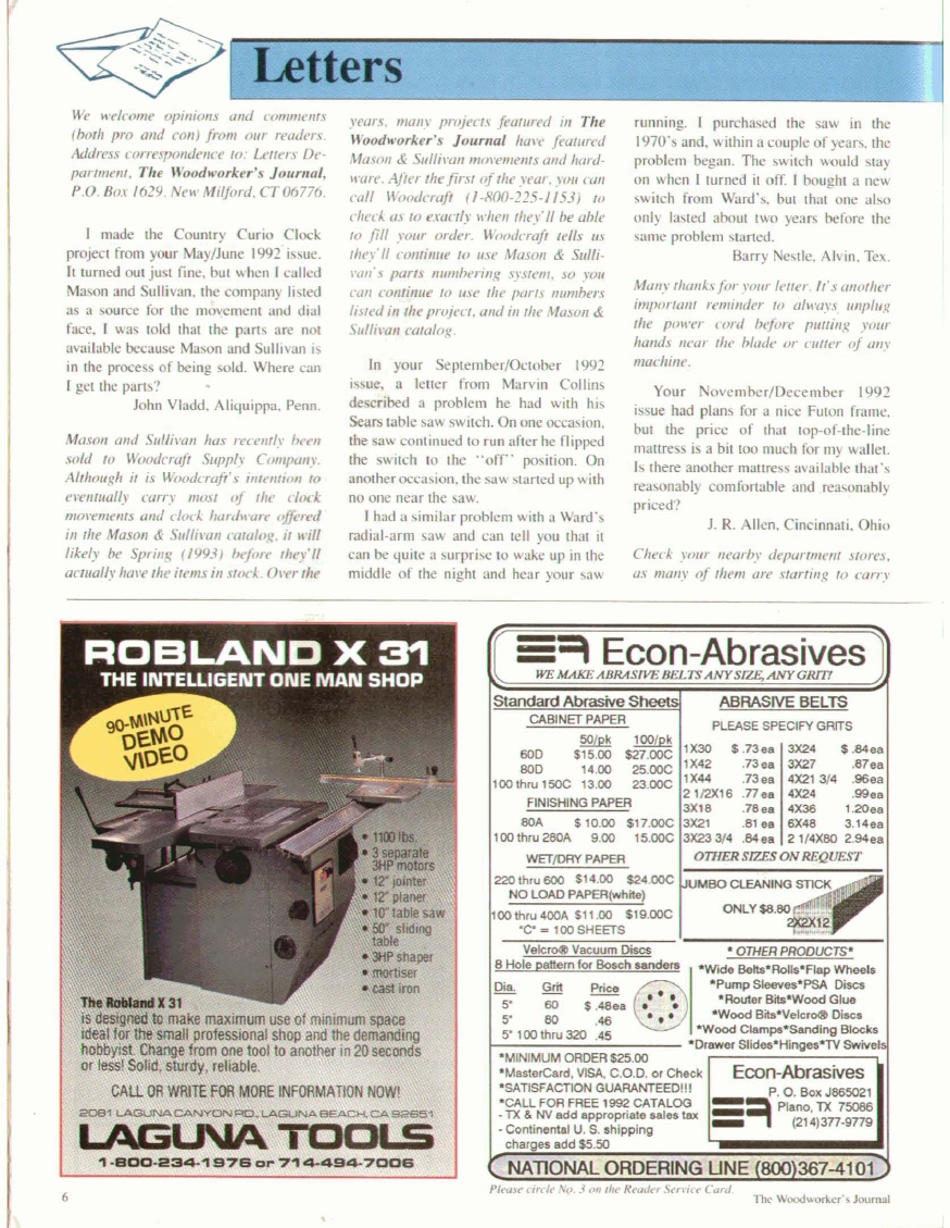 woodworker journal 1993年第1期