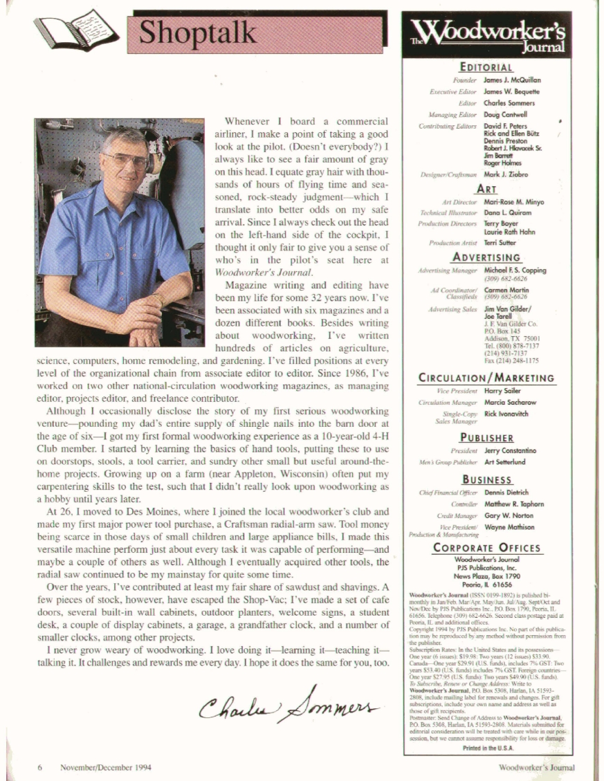 woodworker journal 1994年第6期