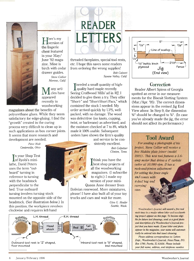 woodworker journal 1996年第1期