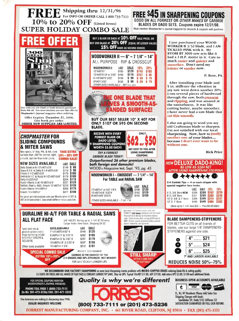 woodworker journal 1996年第6期