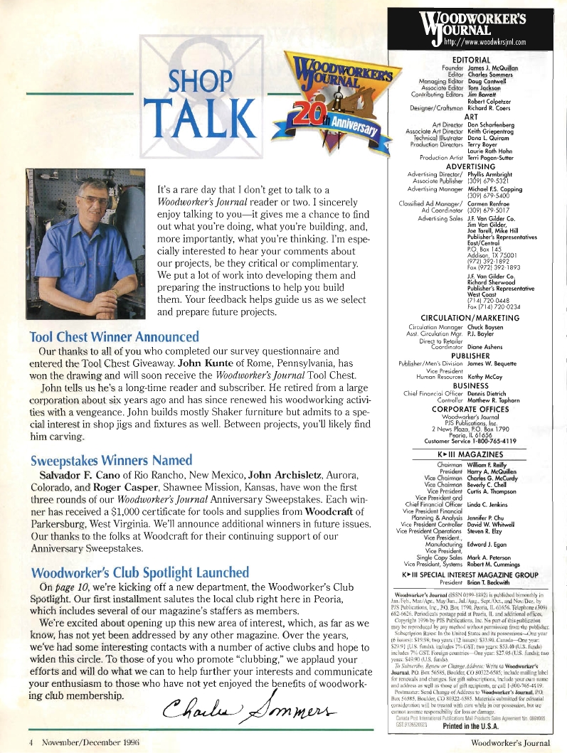 woodworker journal 1996年第6期