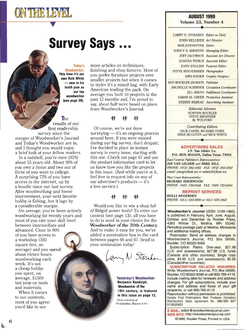 woodworker journal 1999年第4期