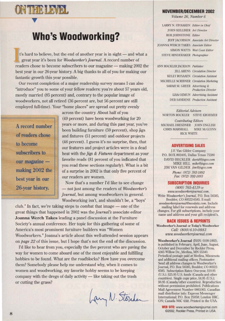 woodworker journal 2002年第6期